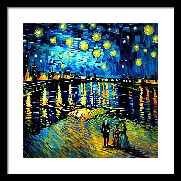 Lakeside Echoes of Starry Skies - Framed Print