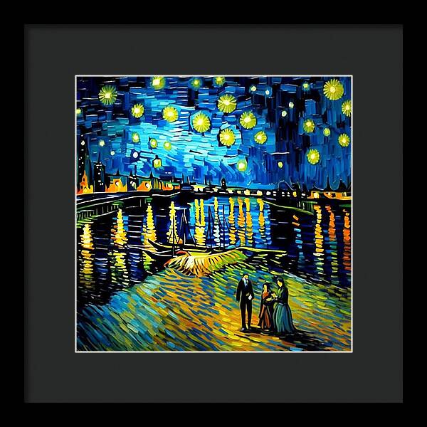 Lakeside Echoes of Starry Skies - Framed Print