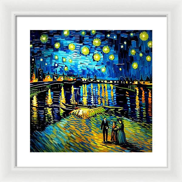 Lakeside Echoes of Starry Skies - Framed Print