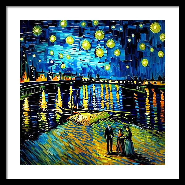 Lakeside Echoes of Starry Skies - Framed Print