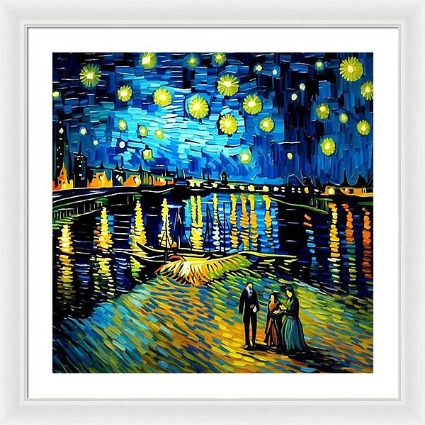 Lakeside Echoes of Starry Skies - Framed Print