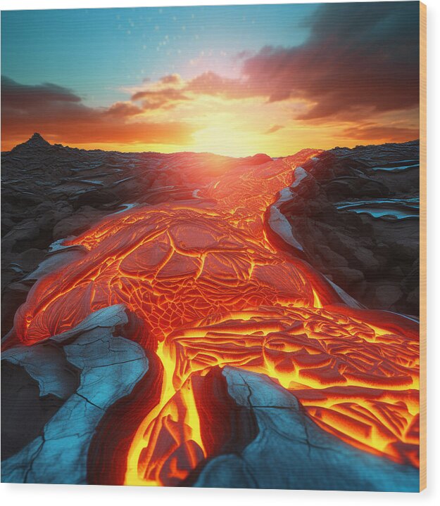 Liquid Fire - Wood Print