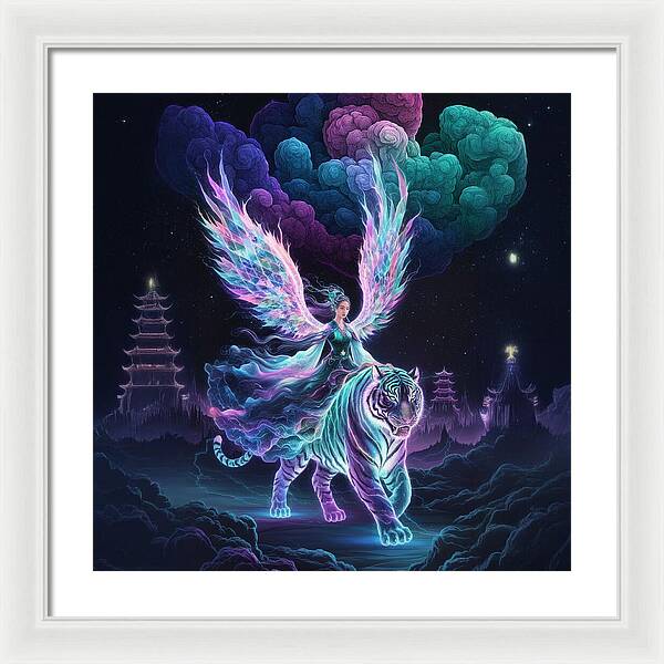 Lumina and the Cosmic Tiger - Framed Print