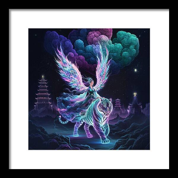 Lumina and the Cosmic Tiger - Framed Print
