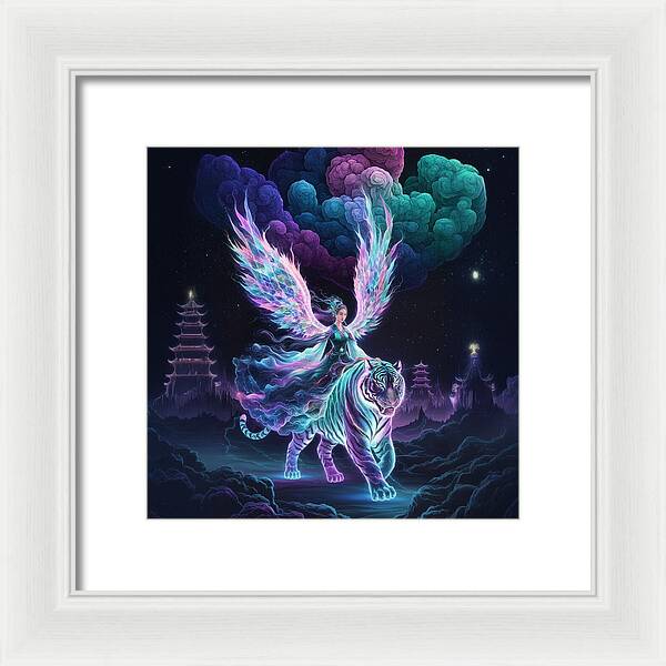 Lumina and the Cosmic Tiger - Framed Print