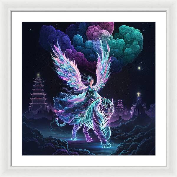 Lumina and the Cosmic Tiger - Framed Print