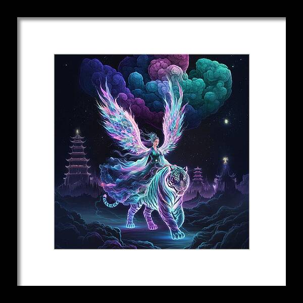 Lumina and the Cosmic Tiger - Framed Print