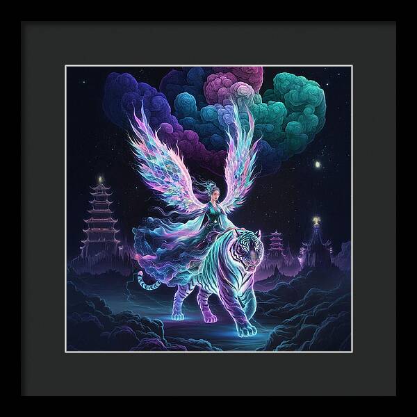 Lumina and the Cosmic Tiger - Framed Print