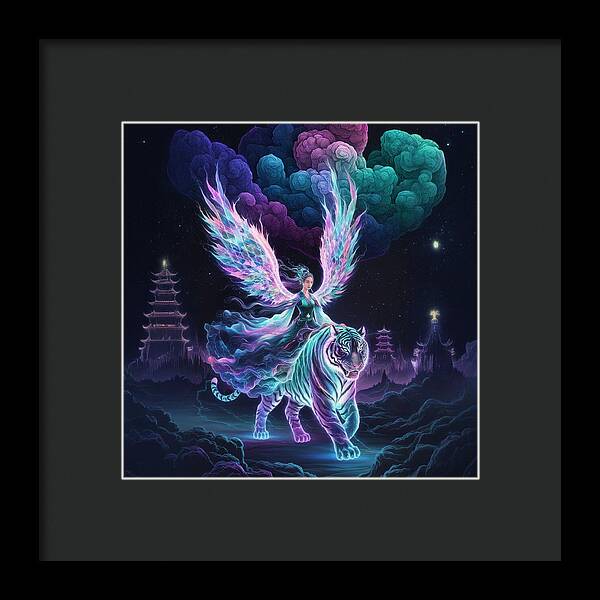 Lumina and the Cosmic Tiger - Framed Print