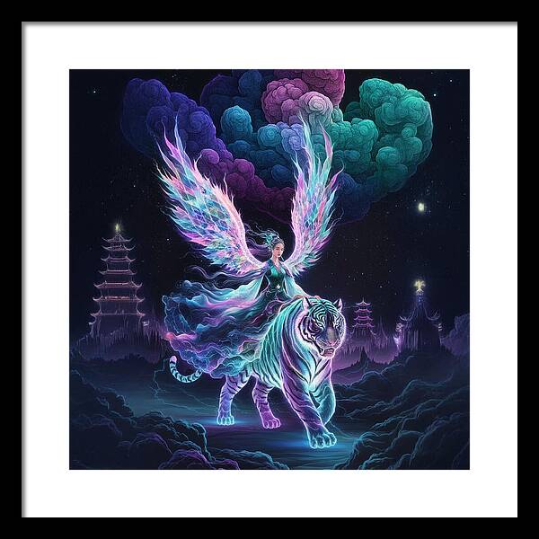 Lumina and the Cosmic Tiger - Framed Print
