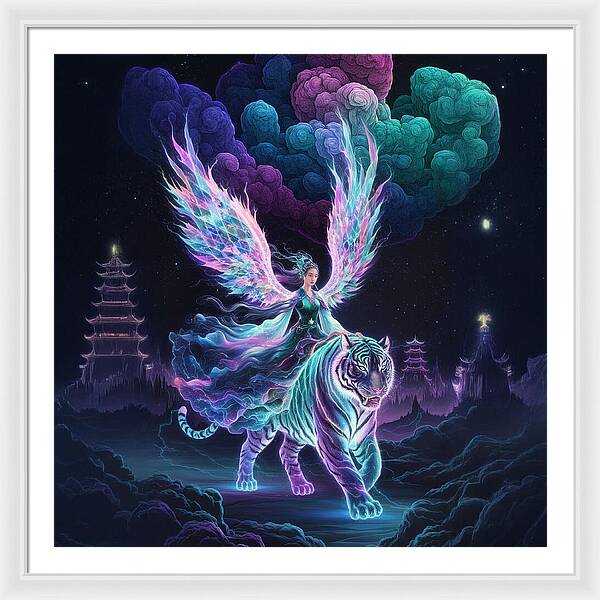 Lumina and the Cosmic Tiger - Framed Print