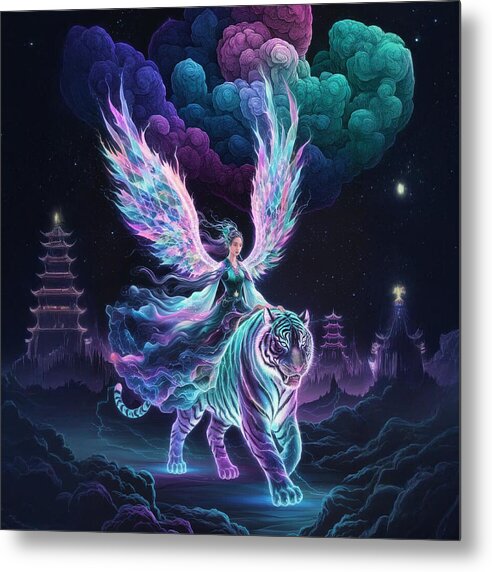 Lumina and the Cosmic Tiger - Metal Print