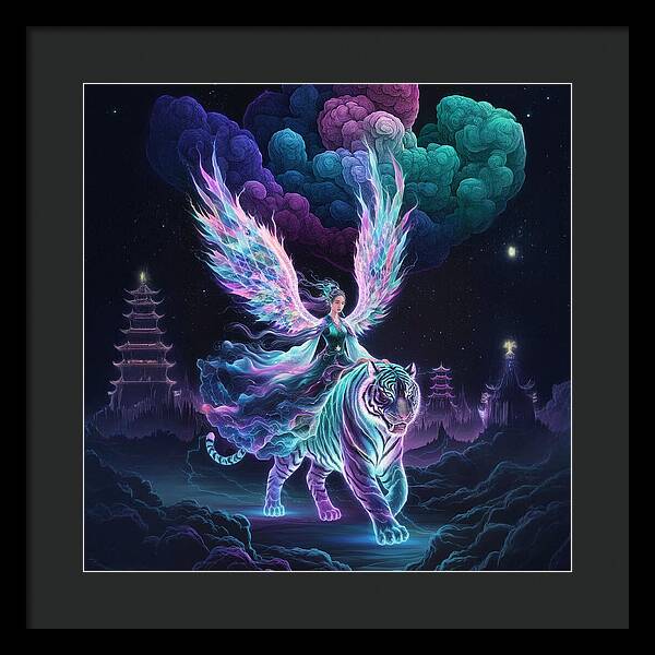 Lumina and the Cosmic Tiger - Framed Print