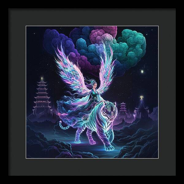 Lumina and the Cosmic Tiger - Framed Print
