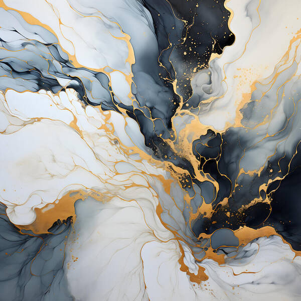 Marbleized Gold Rush - Art Print