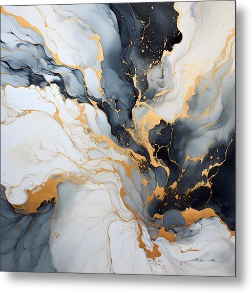 Marbleized Gold Rush - Metal Print