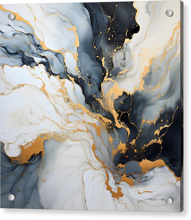 Marbleized Gold Rush - Acrylic Print