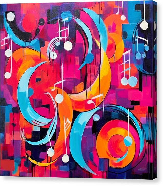 Melodic Crescents and Music Notes - Canvas Print