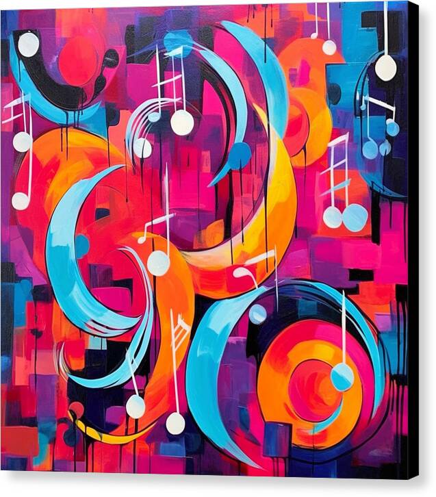 Melodic Crescents and Music Notes - Canvas Print