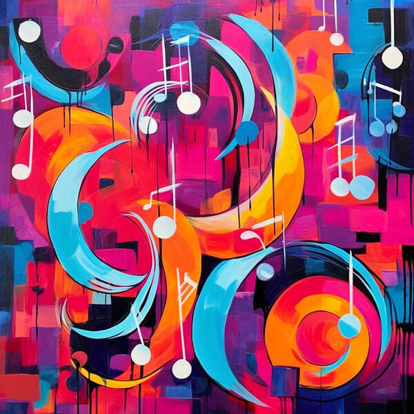 Melodic Crescents and Music Notes - Art Print