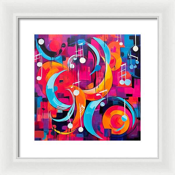 Melodic Crescents and Music Notes - Framed Print