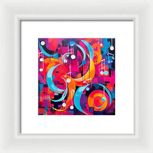 Melodic Crescents and Music Notes - Framed Print