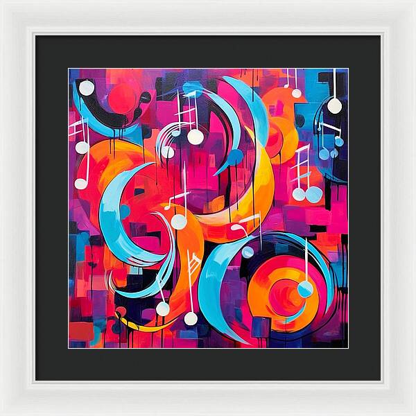 Melodic Crescents and Music Notes - Framed Print