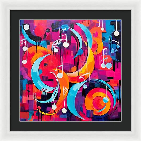 Melodic Crescents and Music Notes - Framed Print
