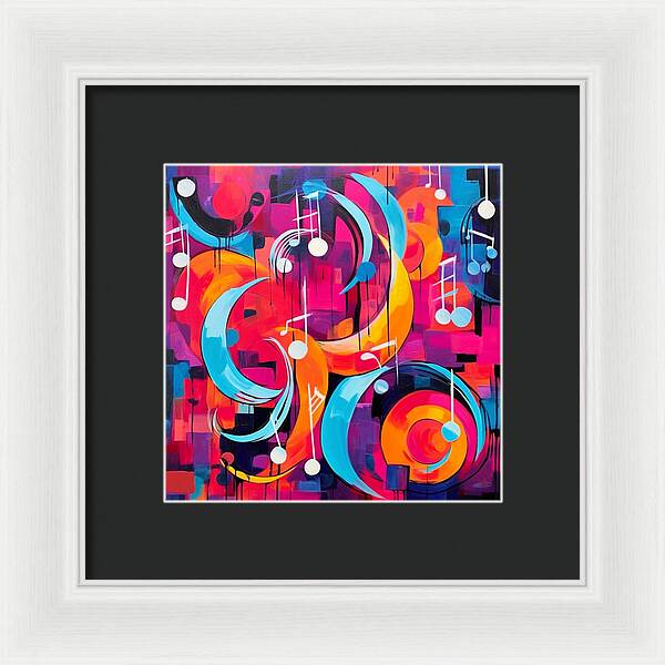 Melodic Crescents and Music Notes - Framed Print