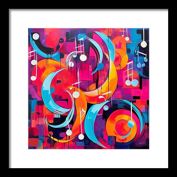 Melodic Crescents and Music Notes - Framed Print