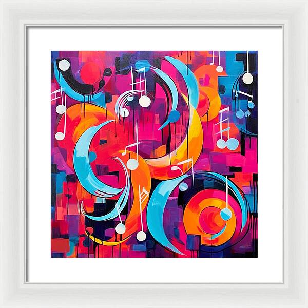 Melodic Crescents and Music Notes - Framed Print