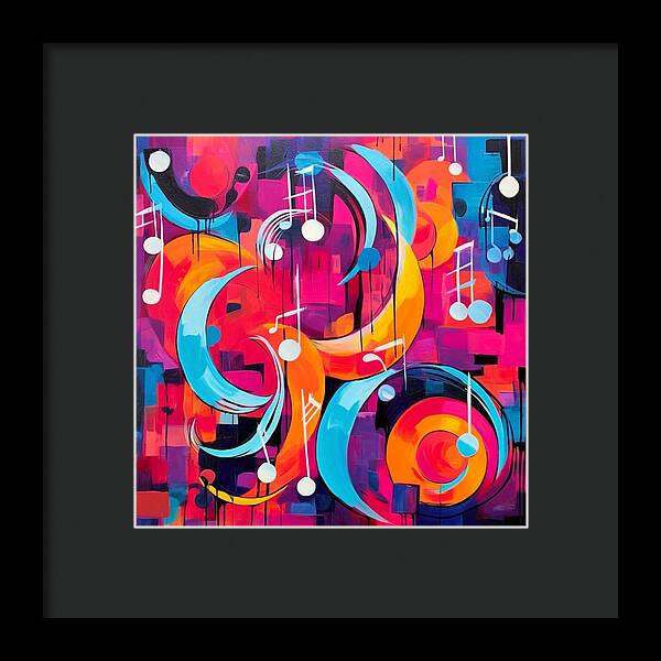 Melodic Crescents and Music Notes - Framed Print