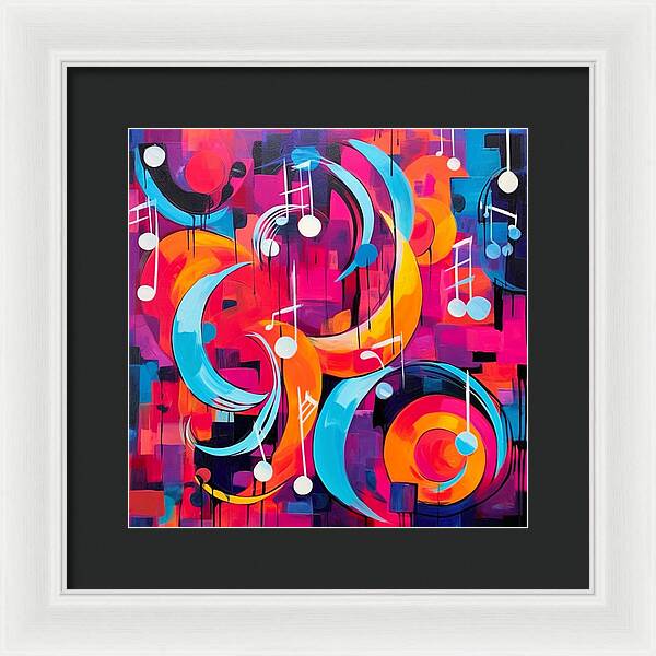 Melodic Crescents and Music Notes - Framed Print