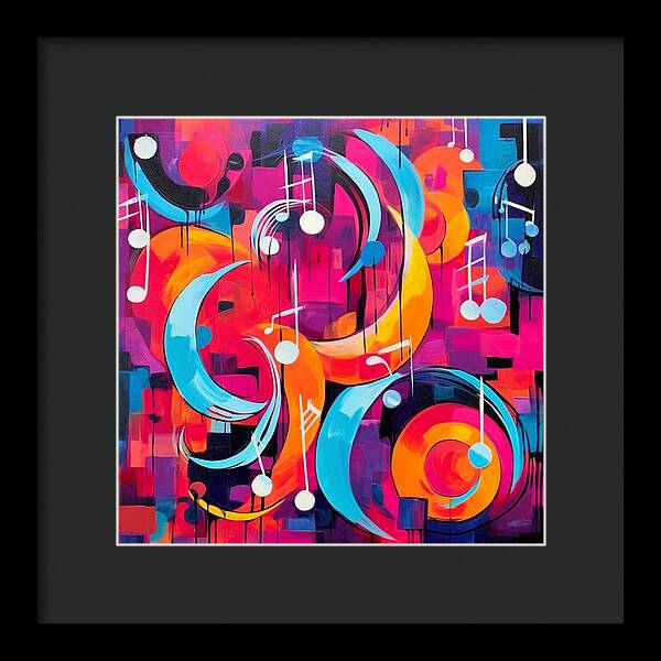 Melodic Crescents and Music Notes - Framed Print