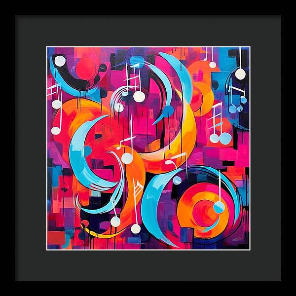 Melodic Crescents and Music Notes - Framed Print