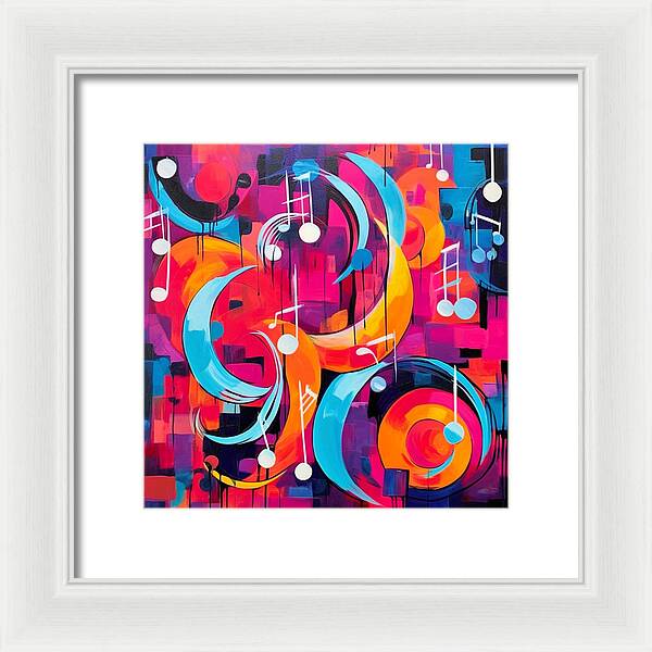 Melodic Crescents and Music Notes - Framed Print