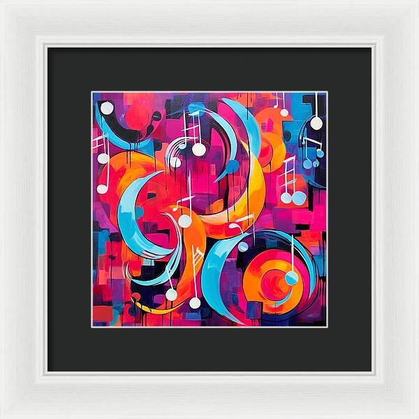 Melodic Crescents and Music Notes - Framed Print