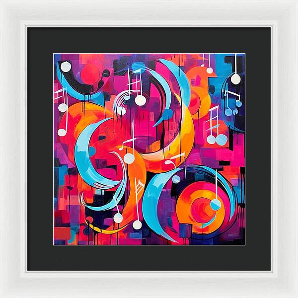 Melodic Crescents and Music Notes - Framed Print