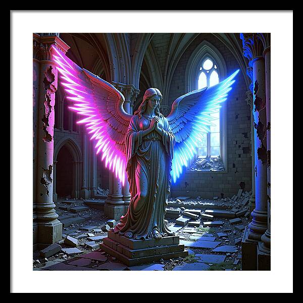 Neon Angel - Framed Print