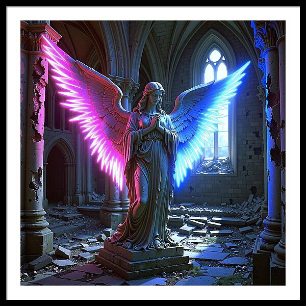 Neon Angel - Framed Print