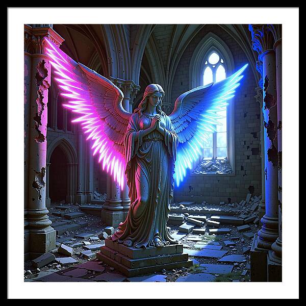 Neon Angel - Framed Print