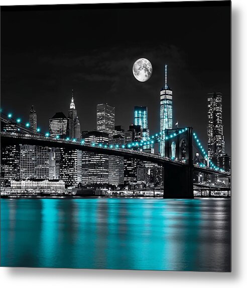 Neon Reflections - Metal Print