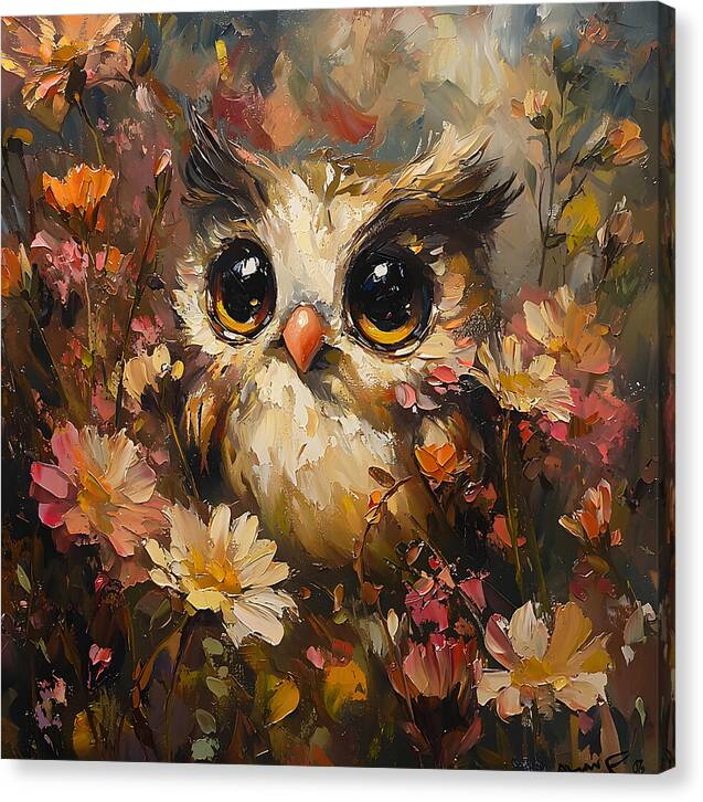 Owl in Bloom - Canvas Print