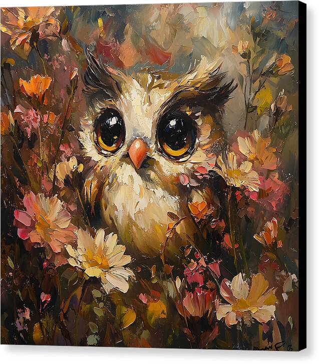 Owl in Bloom - Canvas Print