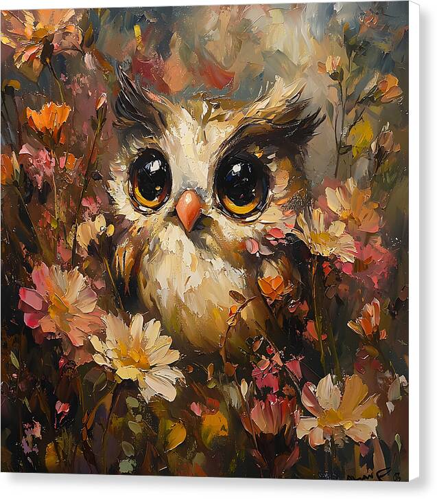 Owl in Bloom - Canvas Print