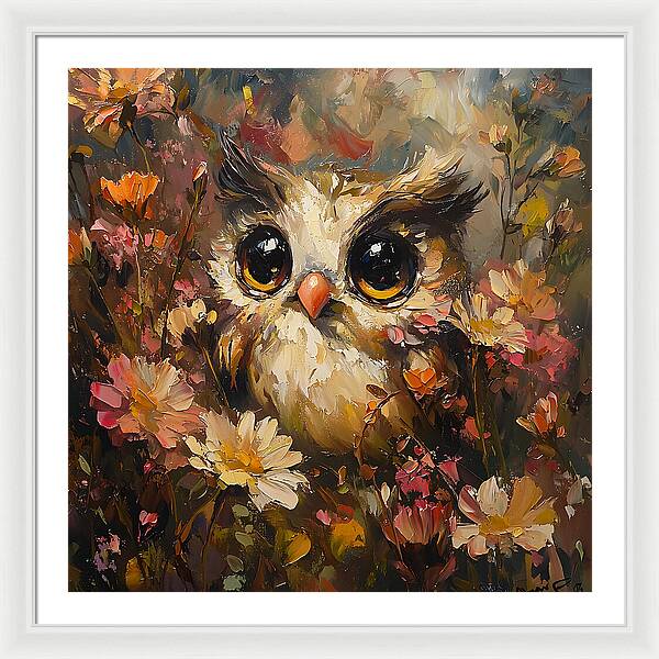 Owl in Bloom - Framed Print