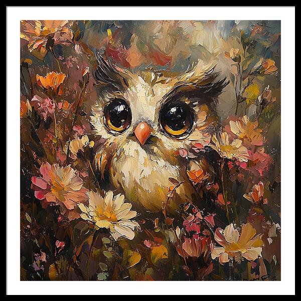 Owl in Bloom - Framed Print