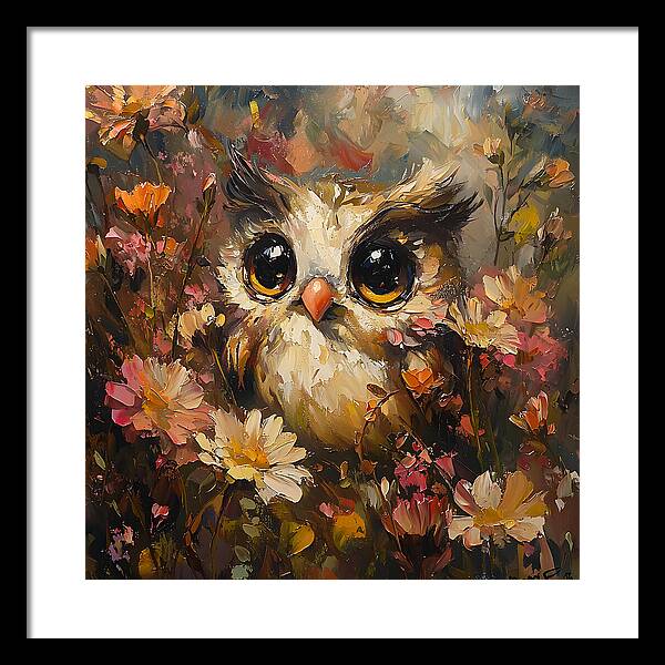 Owl in Bloom - Framed Print