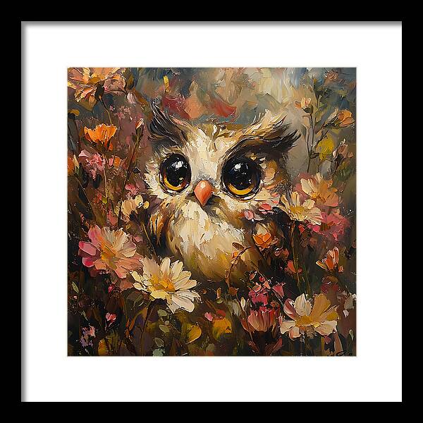 Owl in Bloom - Framed Print