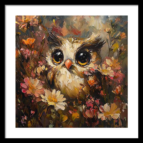 Owl in Bloom - Framed Print